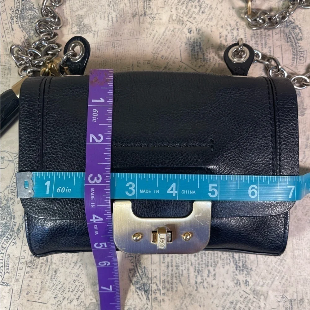 Diane von Furstenberg Mini Harper Leather Crossbody Bag Tassel Turn Lock Black